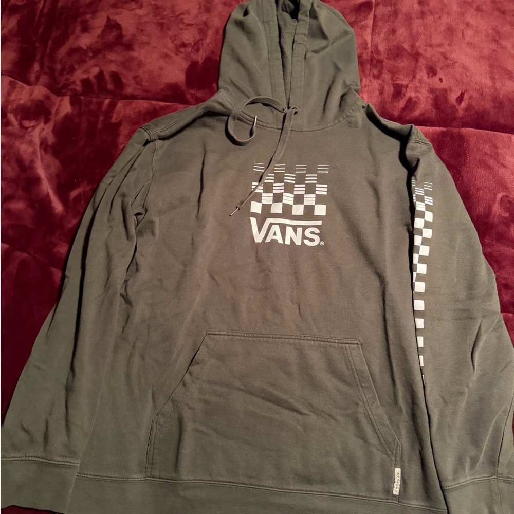 Vans Men's Black Hoodie with Checkered Design